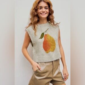 Cider Alpaca Wool-blend Round Neck Pear Graphic Vest